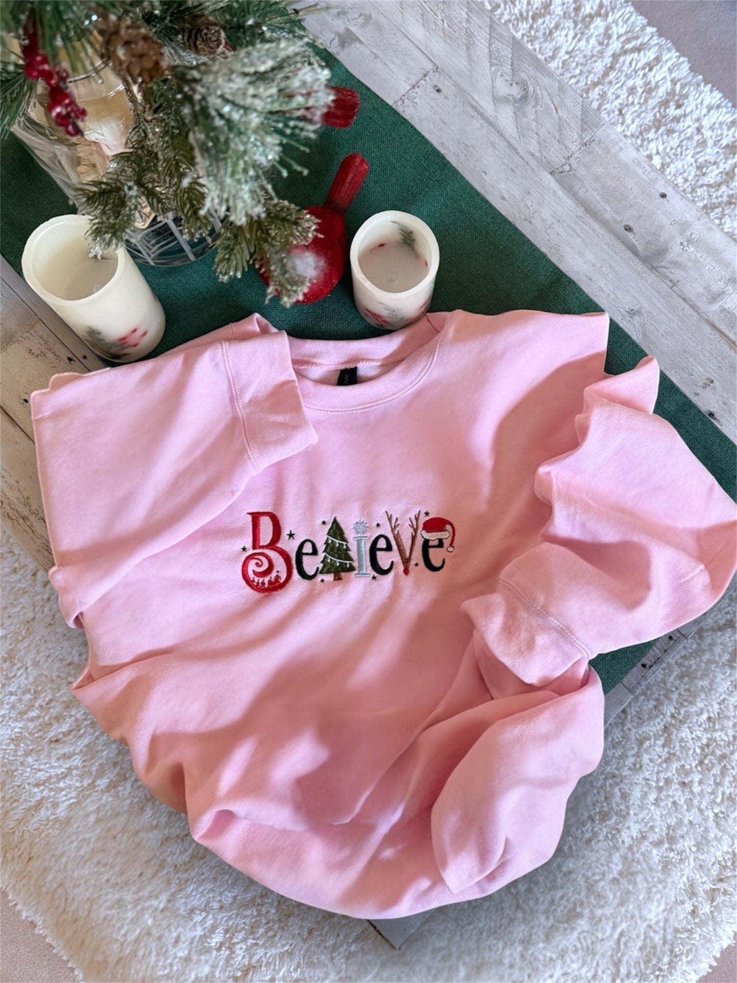 Christmas Believe Embroidery Sweatshirt