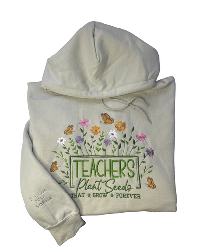 Personalized Teacher Sweatshirt with Heartfelt Sleeve Message - Featuring Your Child's Handwriting