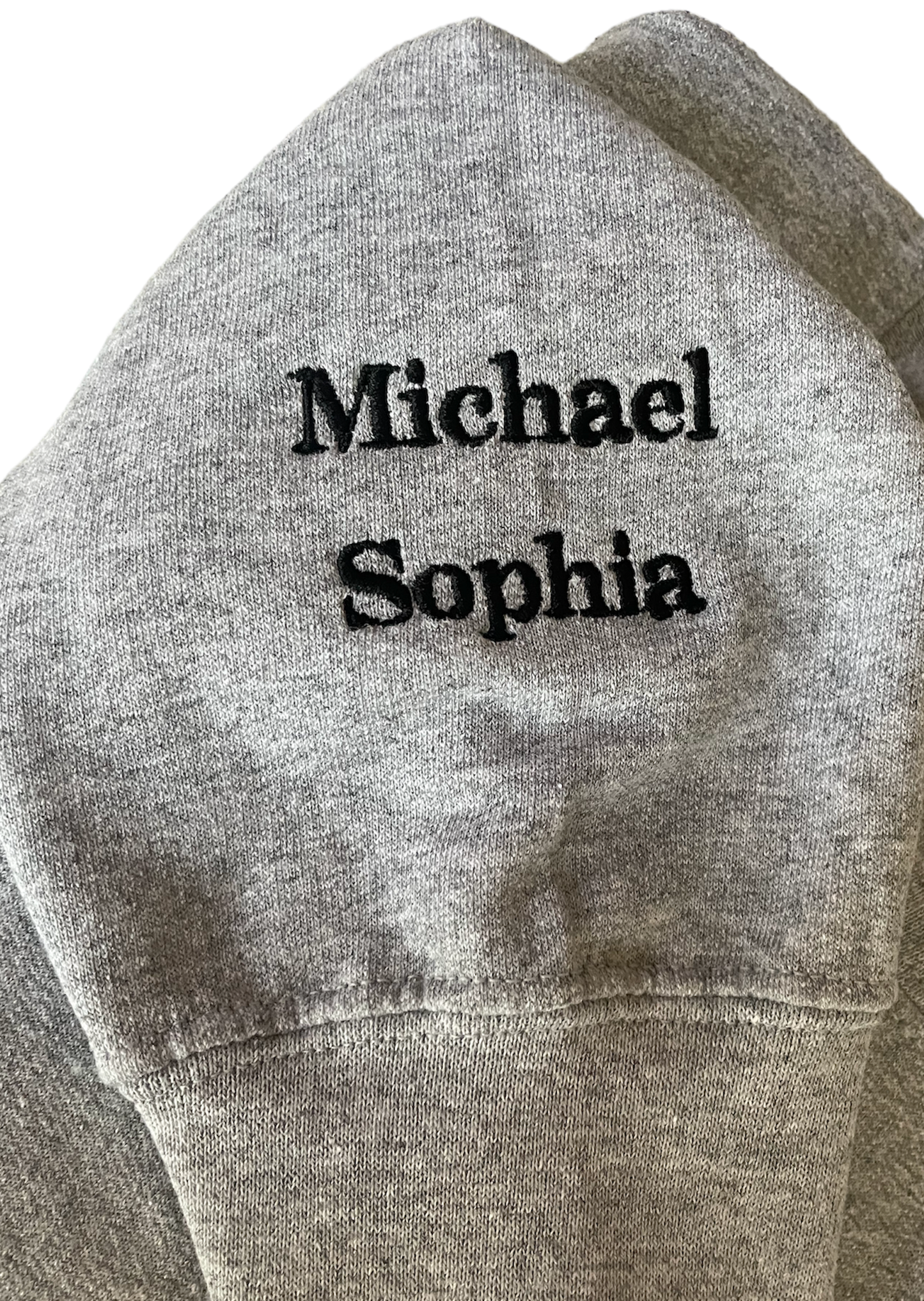 Names embroidered on sleeve