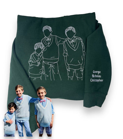 Custom Line Art Embroidered Sweatshirt