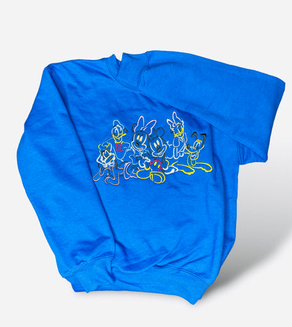 Youth Sweatshirt with Iconic Mouse Duo and Friends Embroidered Design