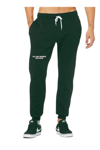 Cozy Reminder Embroidered Sweatpants: "Drive Safe, Someone Loves You"